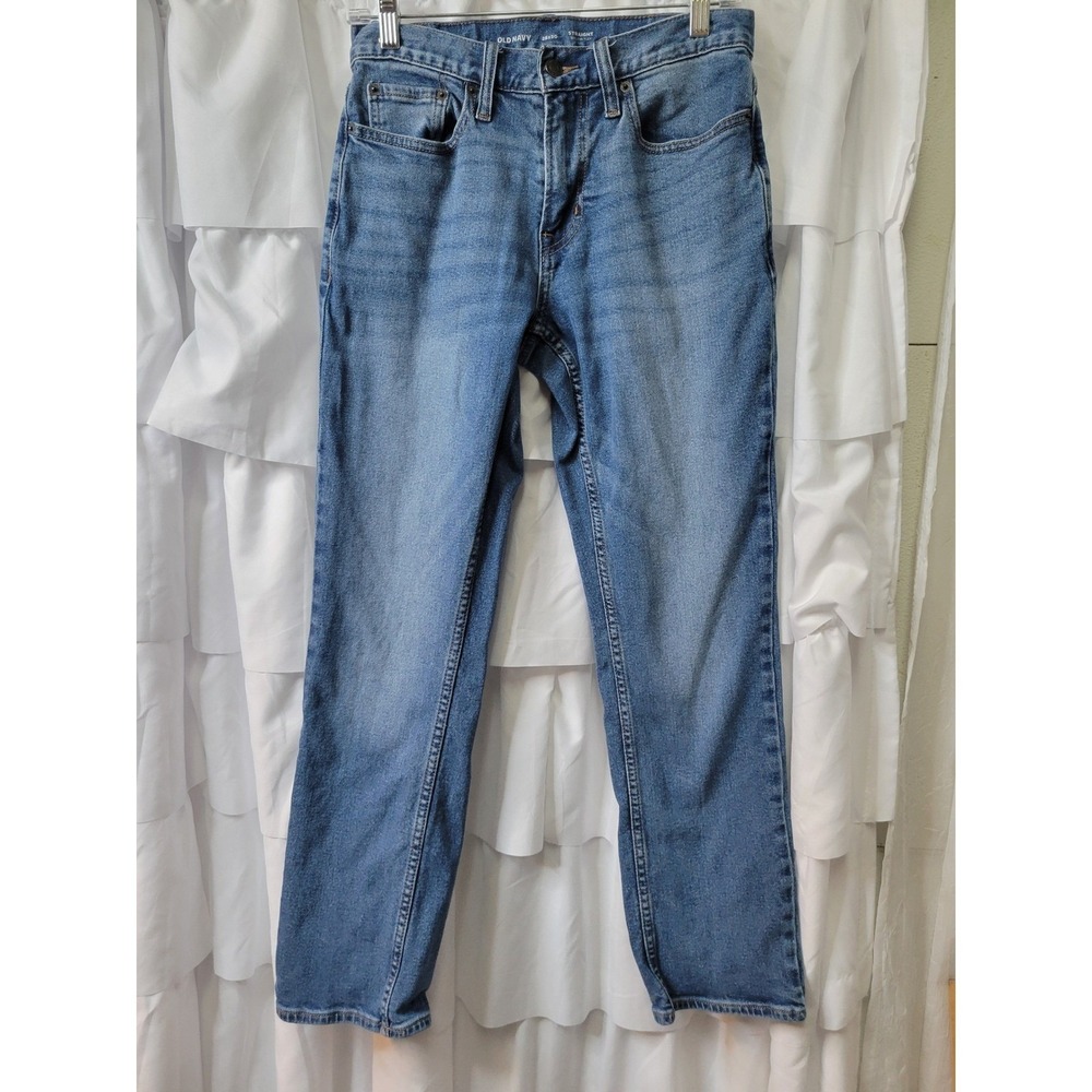 Old Navy Mens Straight Built-In‎ Flex Jeans 28x30 Medium Wash Blue Denim 1915